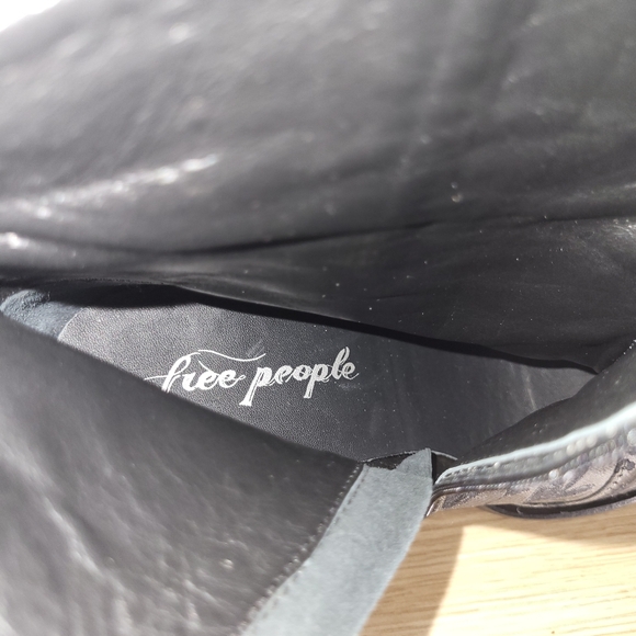 FREE PEOPLE | Barclay Brocade Floral Silver Black Heeled Ankle Boots Women’s 10 - Picture 7 of 12